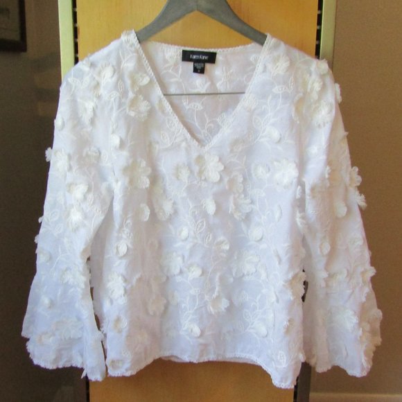 Karen Kane White Floral Blouse - Picture 3 of 11